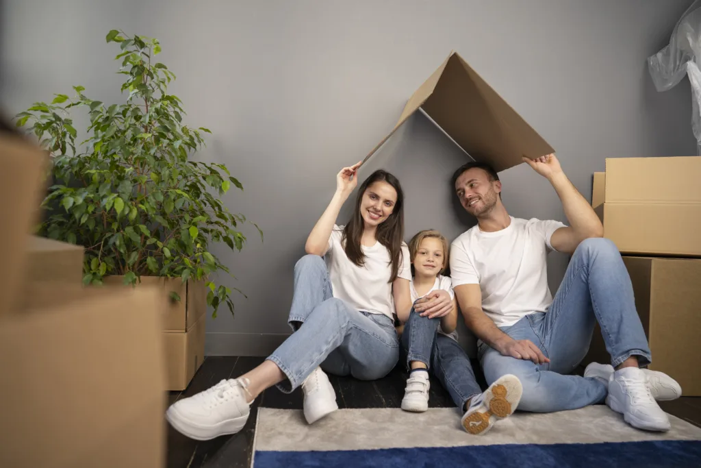 young family moving into new home